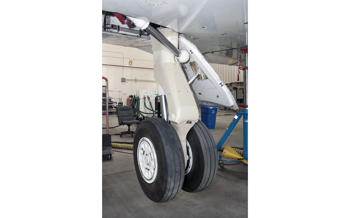 NASA printed landing-gear fairing model fitted around an aircraft strut